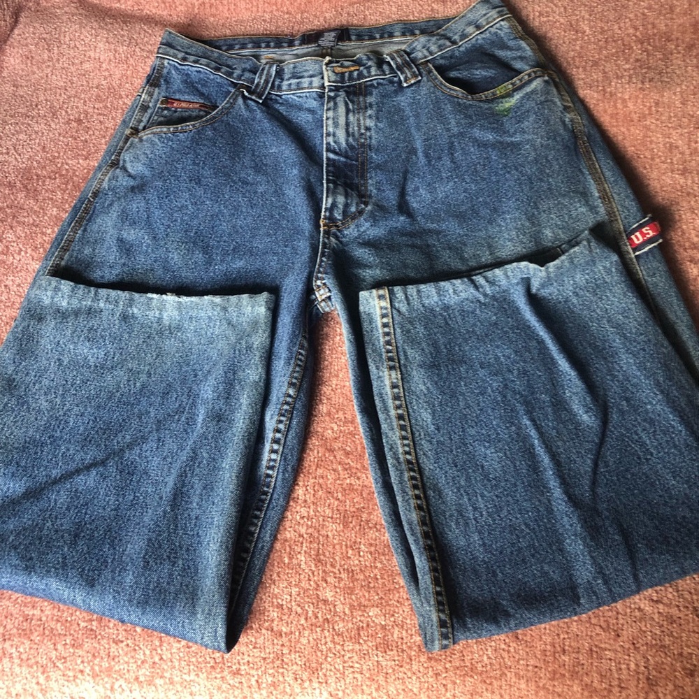 U.S. Polo Assn. shortened blue denim painter pants jeans  34x32 hemmed to 34x26